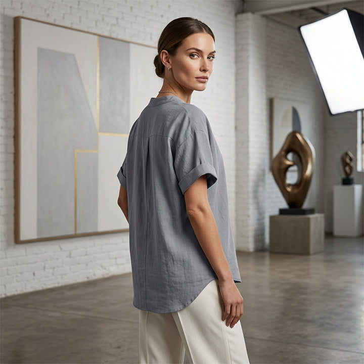 Fashion Loose Solid Color Short Sleeve Top