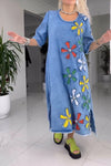 SYLVIE | DENIM FLORAL MAXI DRESS