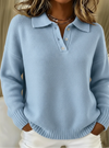 Olivia | Women's Polo Collar Knit Sweater, Relaxed Fit Soft Cool Weather Pullover