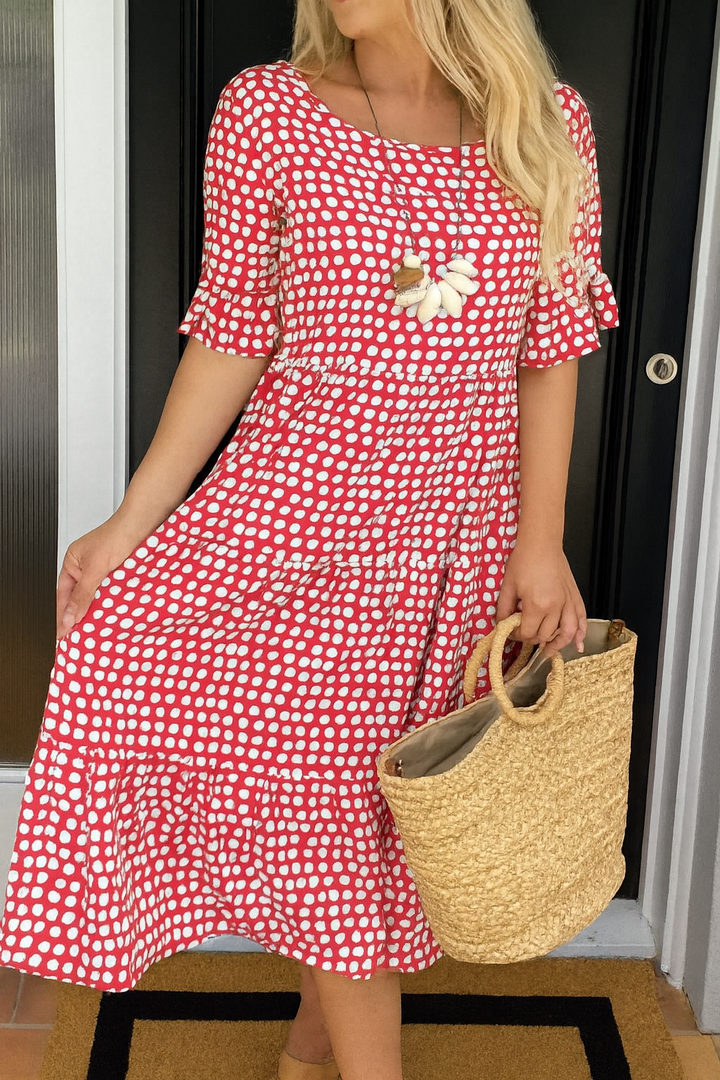 FELICITY | SHORT-SLEEVE SABLE MIDI DRESS
