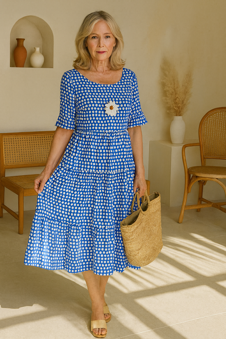 FELICITY | SHORT-SLEEVE SABLE MIDI DRESS