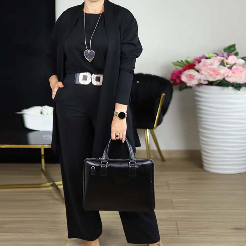Elegant 3-piece set including long cardigan, top and pants💞