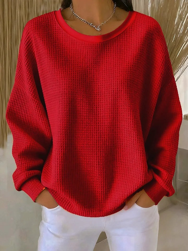 Eden | Women's Soft Textured Sweater, Minimalist Relaxed Fit Knit Sweater