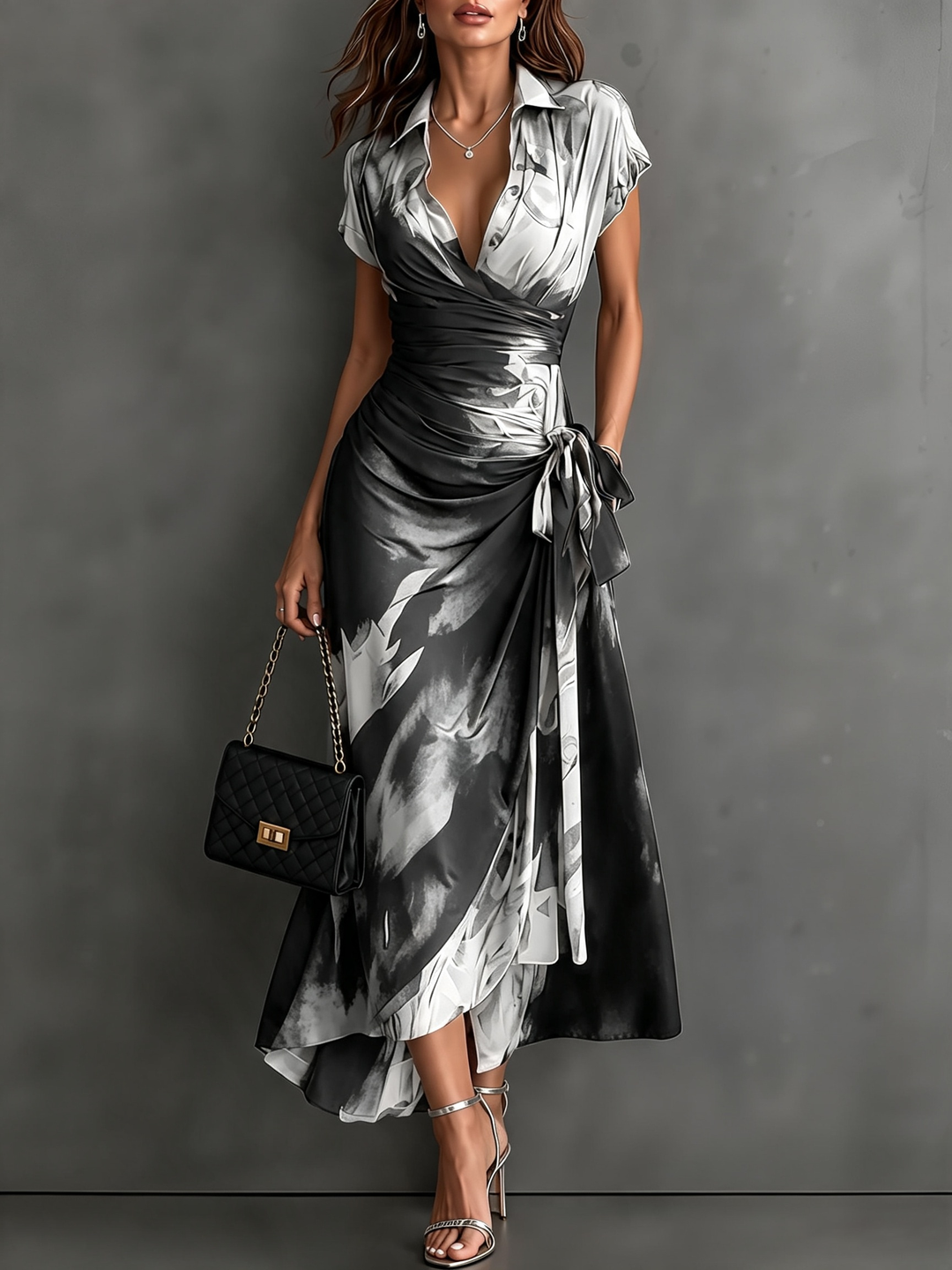 Marielle | Abstract Wrap Midi Dress