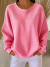 Elora | Women's Pink Textured Knit Sweater, Relaxed Fit Soft Pullover for Everyday Wear