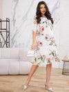 LEANNE | FLORAL CHIFFON SHORT SLEEVE DRESS WITH RUFFLE HEM