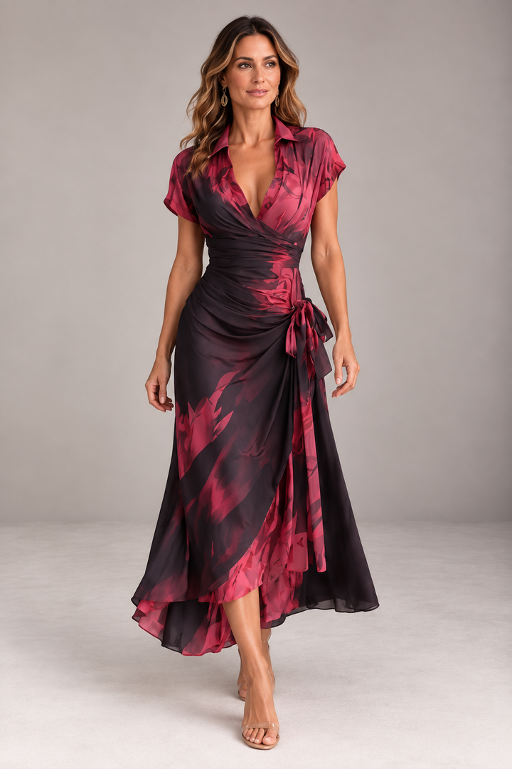 Marielle | Abstract Wrap Midi Dress