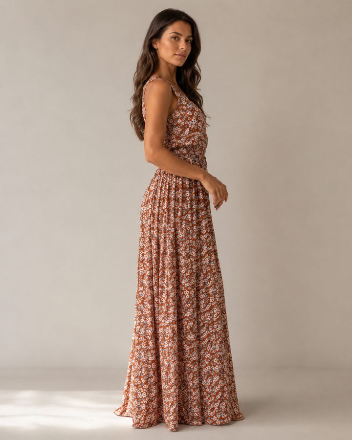 Maren - Sleeveless Maxi Dress with Floral Print and Slit