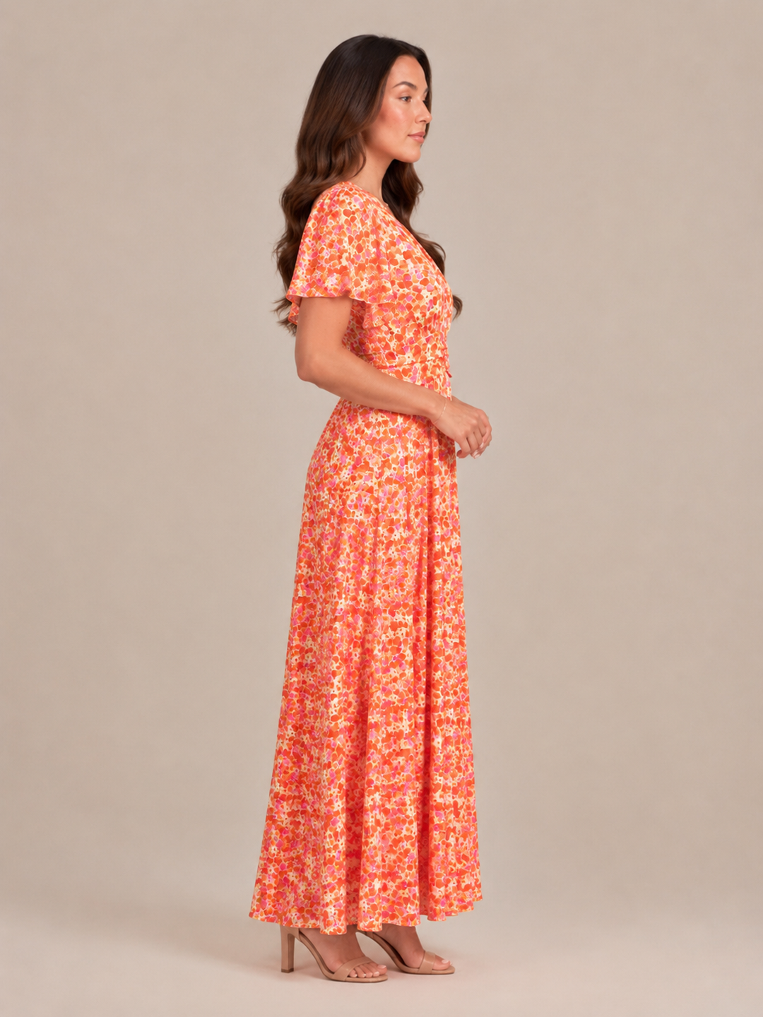 Marjo - Maxi Dress with V-Neck, Elastic Waist and Floral Print