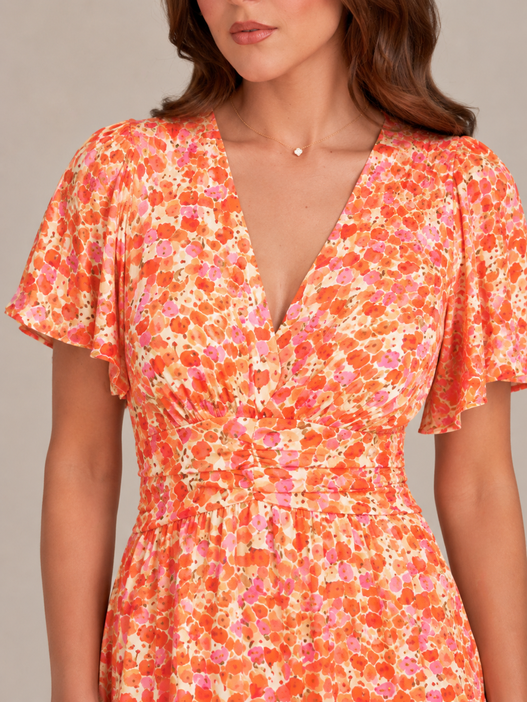 Marjo - Maxi Dress with V-Neck, Elastic Waist and Floral Print
