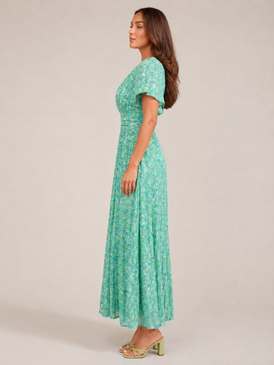 Marjo - Maxi Dress with V-Neck, Elastic Waist and Floral Print