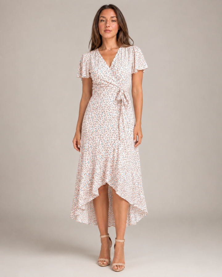 Maris- Wrap Dress with Floral Print and V-Neck