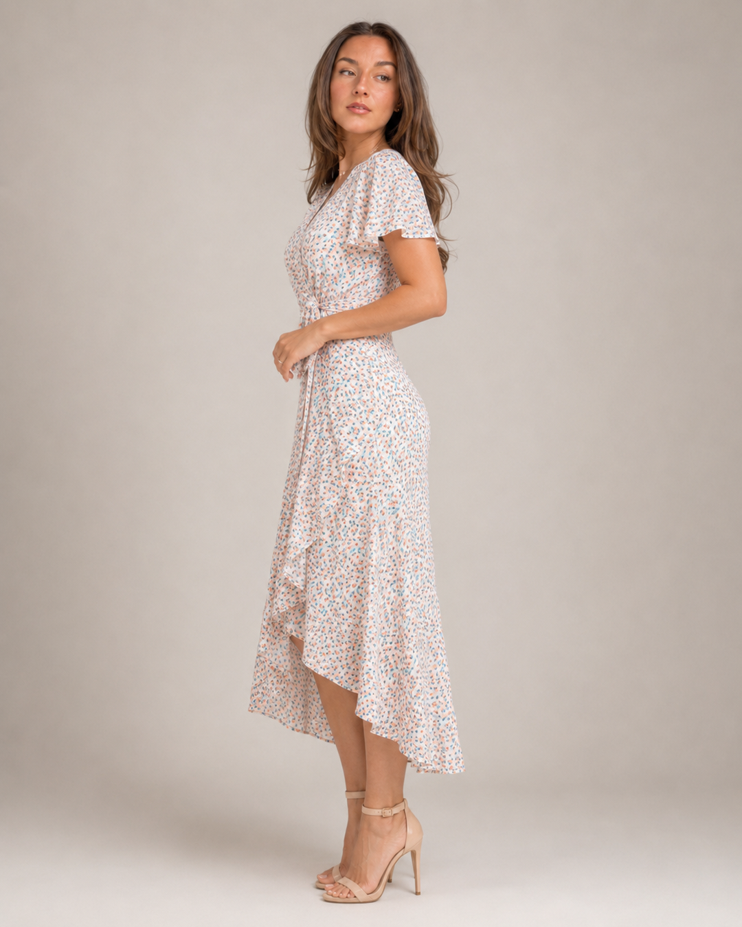Maris- Wrap Dress with Floral Print and V-Neck