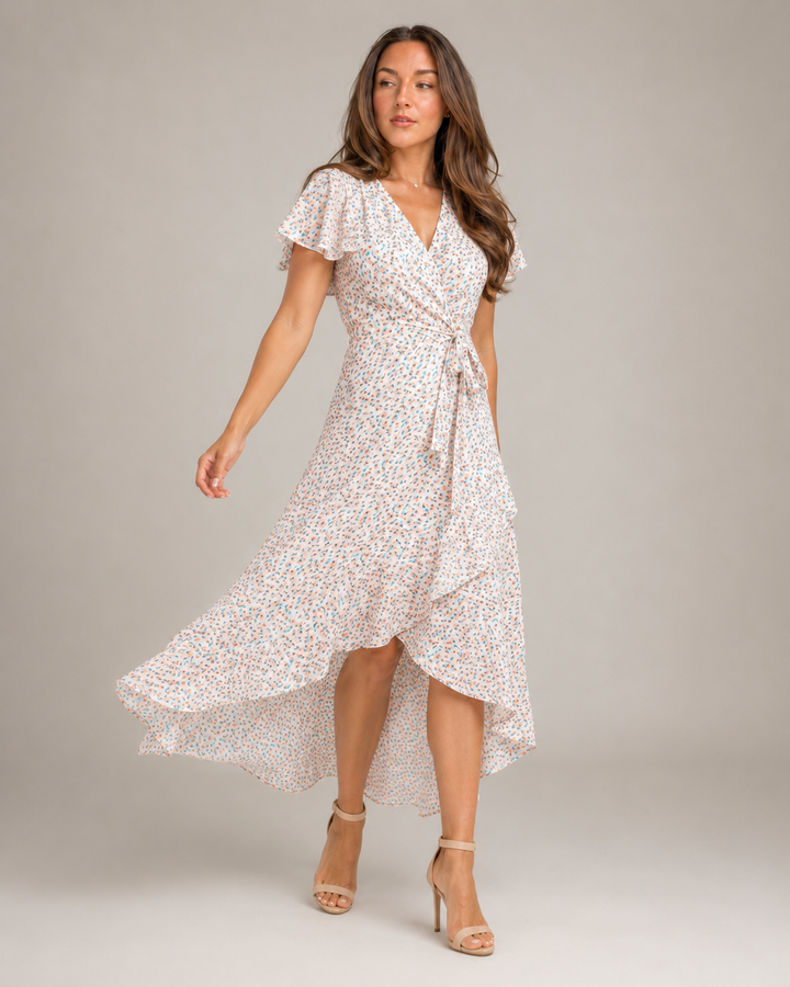 Maris- Wrap Dress with Floral Print and V-Neck