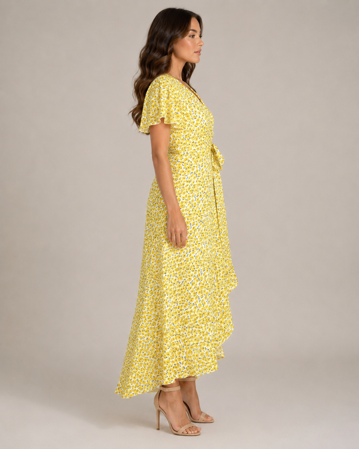 Maris- Wrap Dress with Floral Print and V-Neck