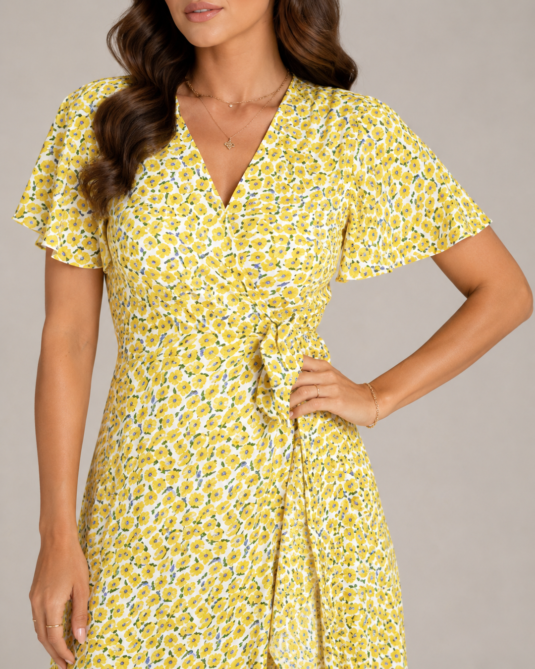 Maris- Wrap Dress with Floral Print and V-Neck