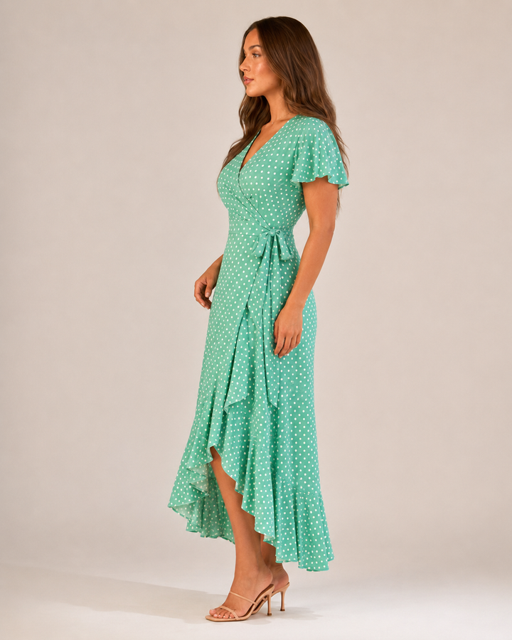 Maris- Wrap Dress with Floral Print and V-Neck