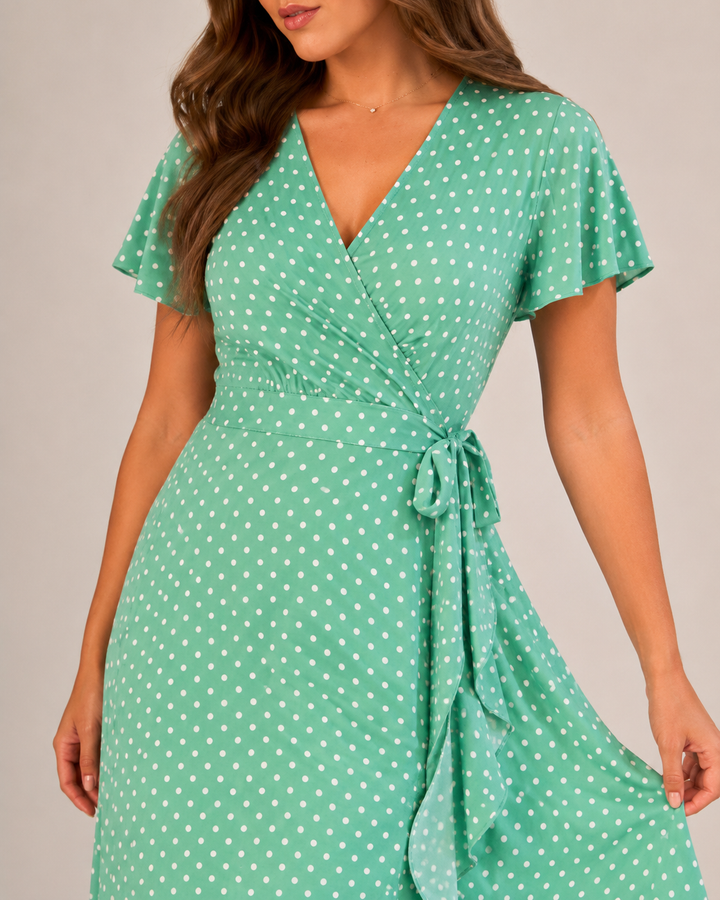 Maris- Wrap Dress with Floral Print and V-Neck