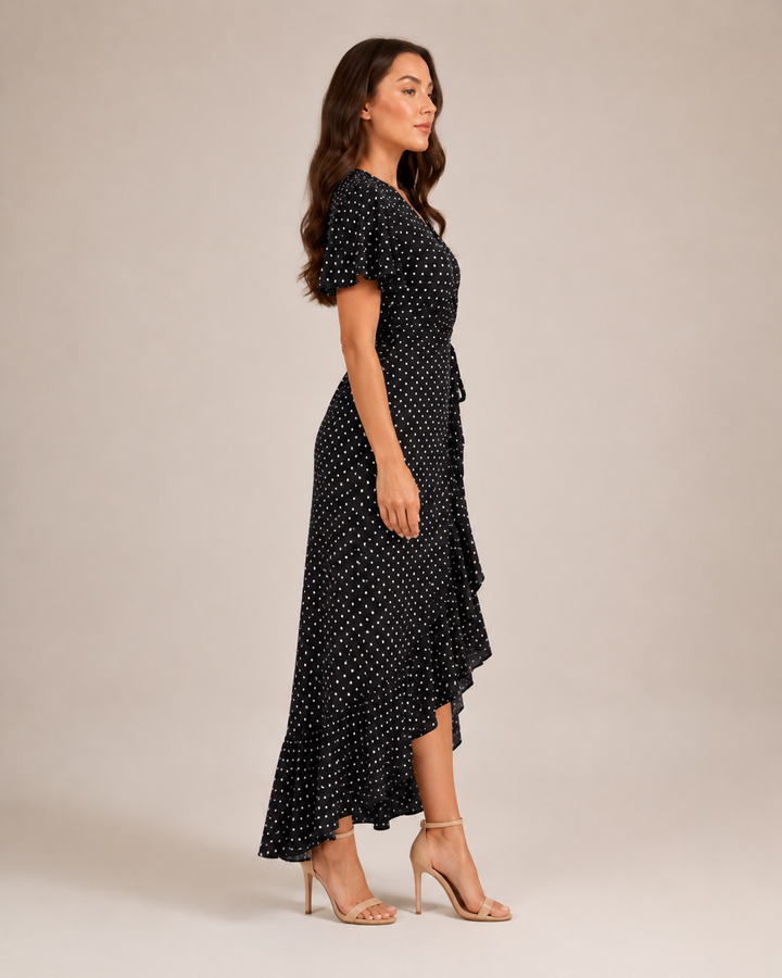 Maris- Wrap Dress with Floral Print and V-Neck