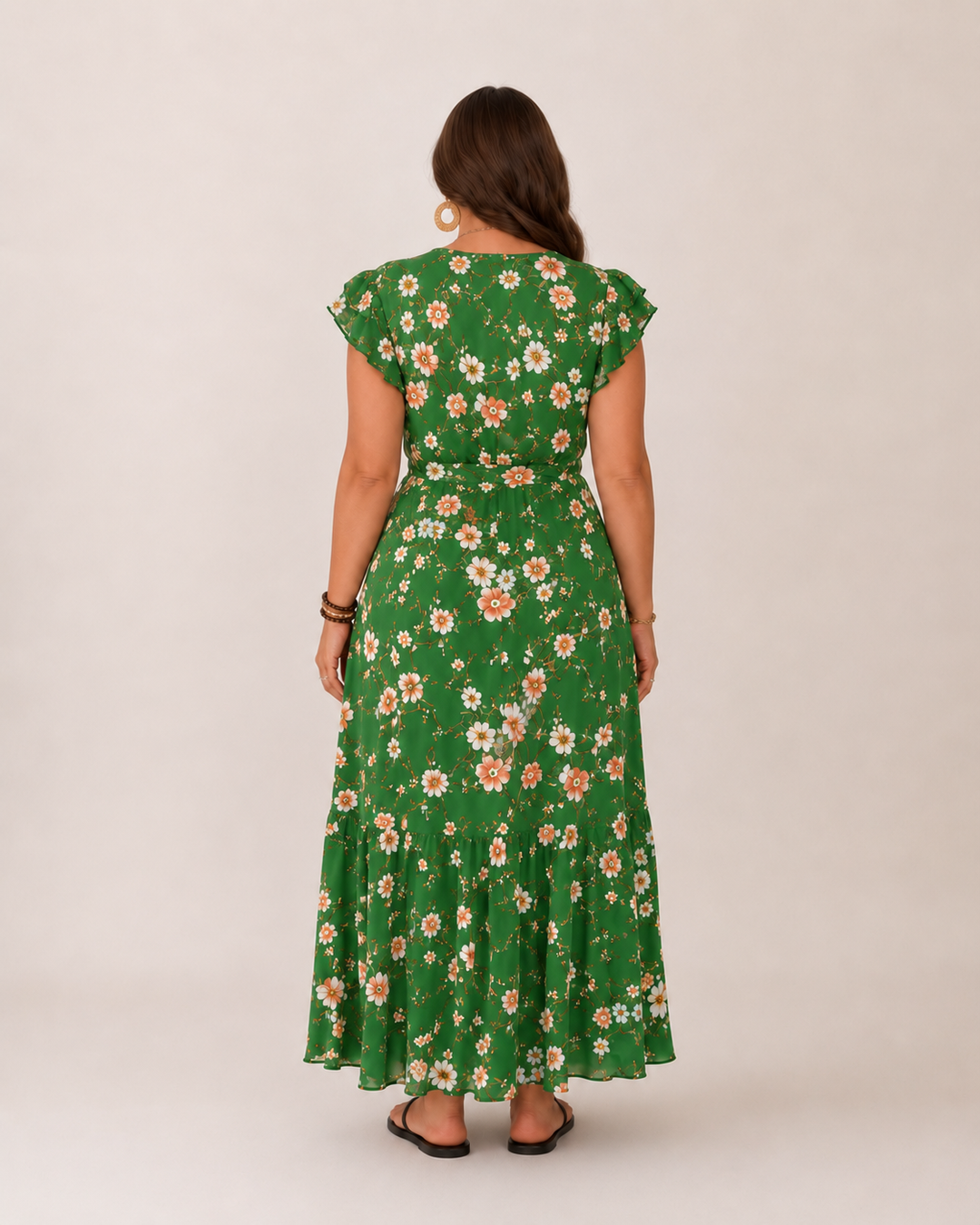 Britt - Flowy Maxi Dress with Floral Print and Flattering Wrap Fit