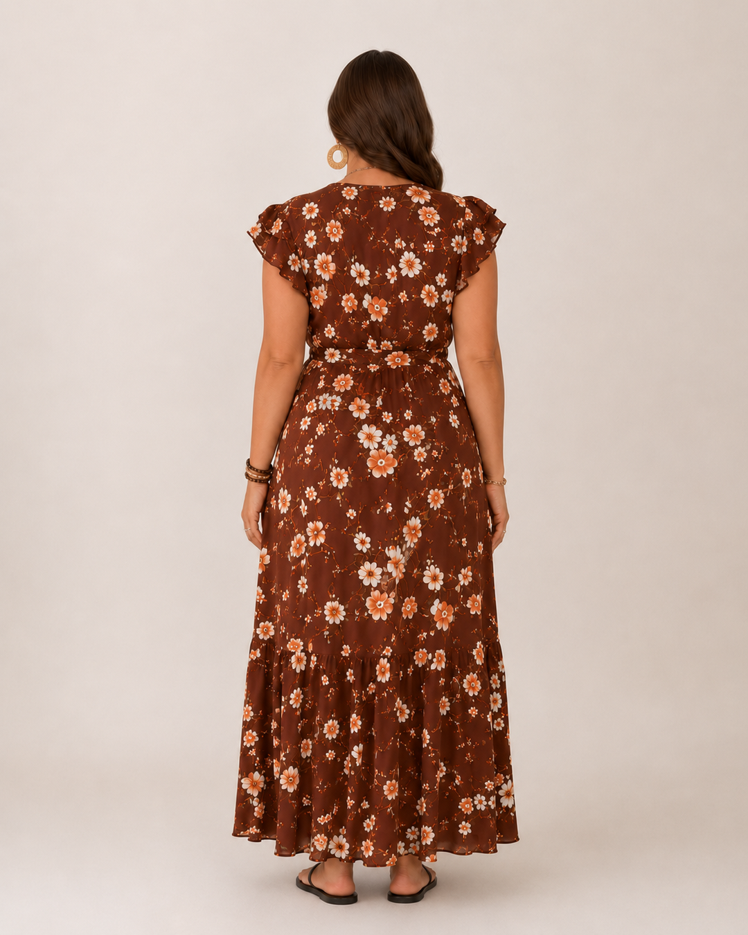 Britt - Flowy Maxi Dress with Floral Print and Flattering Wrap Fit