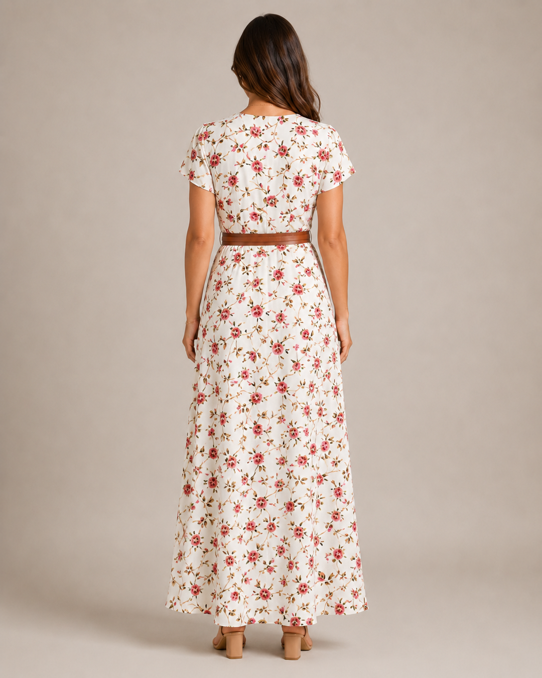 Miranda - Maxi Dress with Elegant Print and Tie Belt