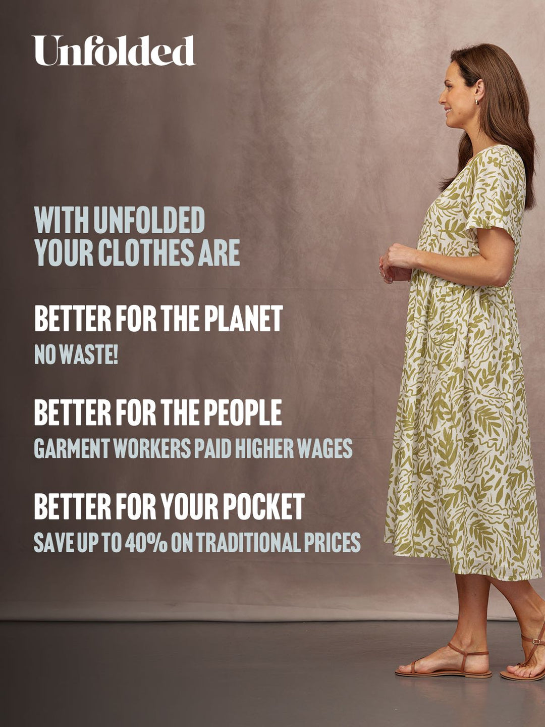Fern Relaxed Dress - Ecru & Green Leaf Print