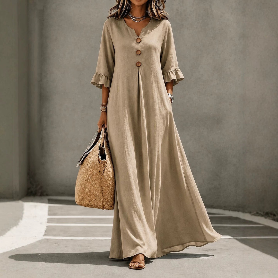 LunaMuse™ Button Front Flowing Maxi Dress