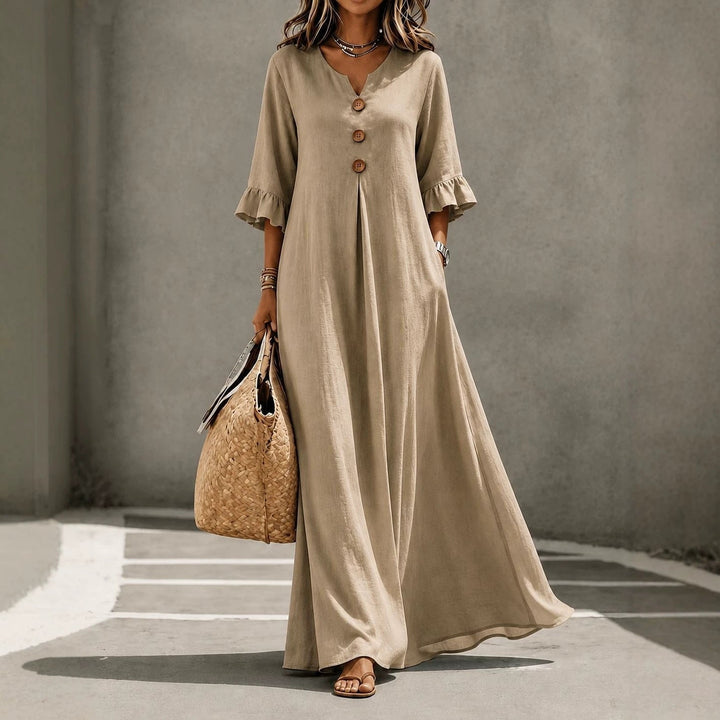 LunaMuse™ Button Front Flowing Maxi Dress