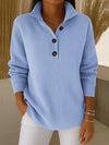 Phoebe | Women's Structured Collar Ribbed Sweater, Button Neck Warm Knit Pullover