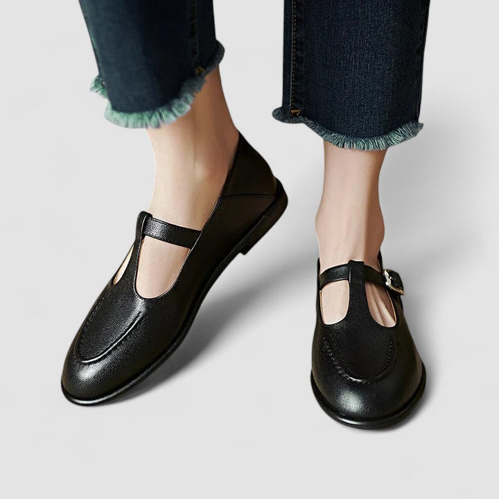 Camila – Orthopedic Leather Mary Jane Shoes with Low Heel