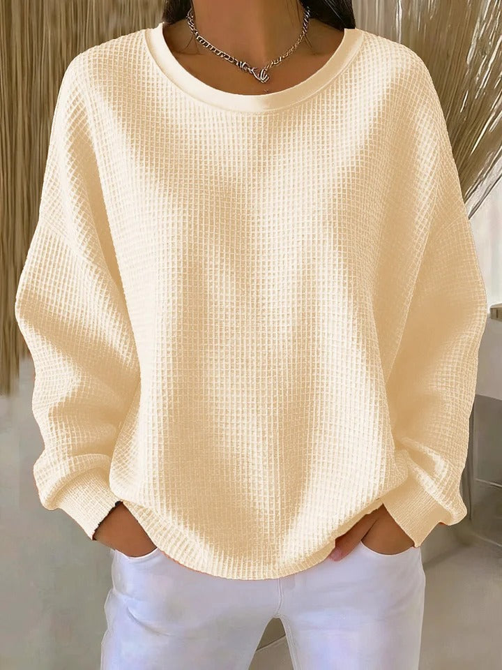 Eden | Women's Soft Textured Sweater, Minimalist Relaxed Fit Knit Sweater