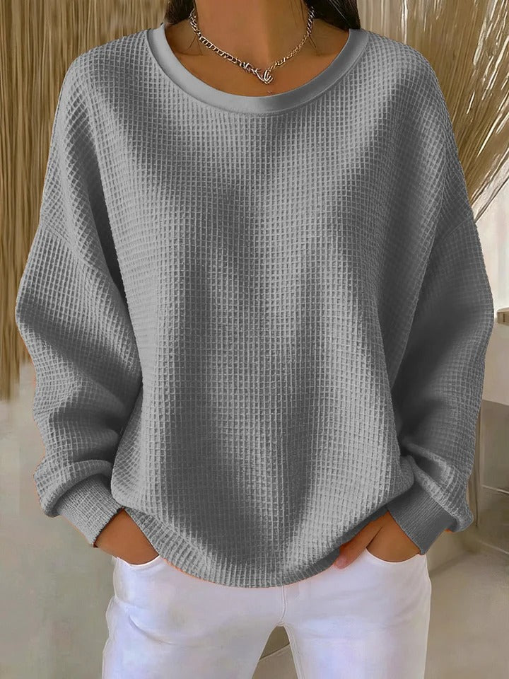 Eden | Women's Soft Textured Sweater, Minimalist Relaxed Fit Knit Sweater