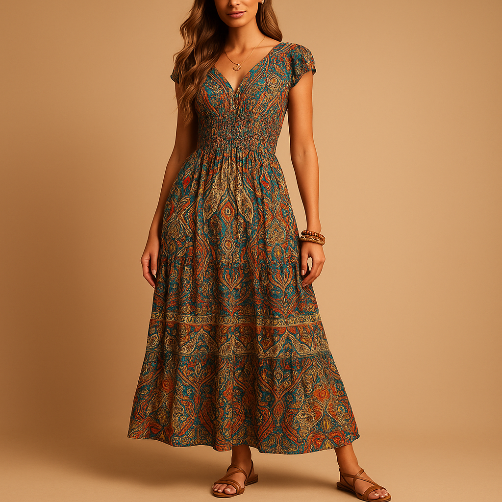 Boho Maxi Summer Dress with Vibrant Colours for Women | Jente