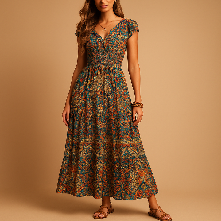 Boho Maxi Summer Dress with Vibrant Colours for Women | Jente