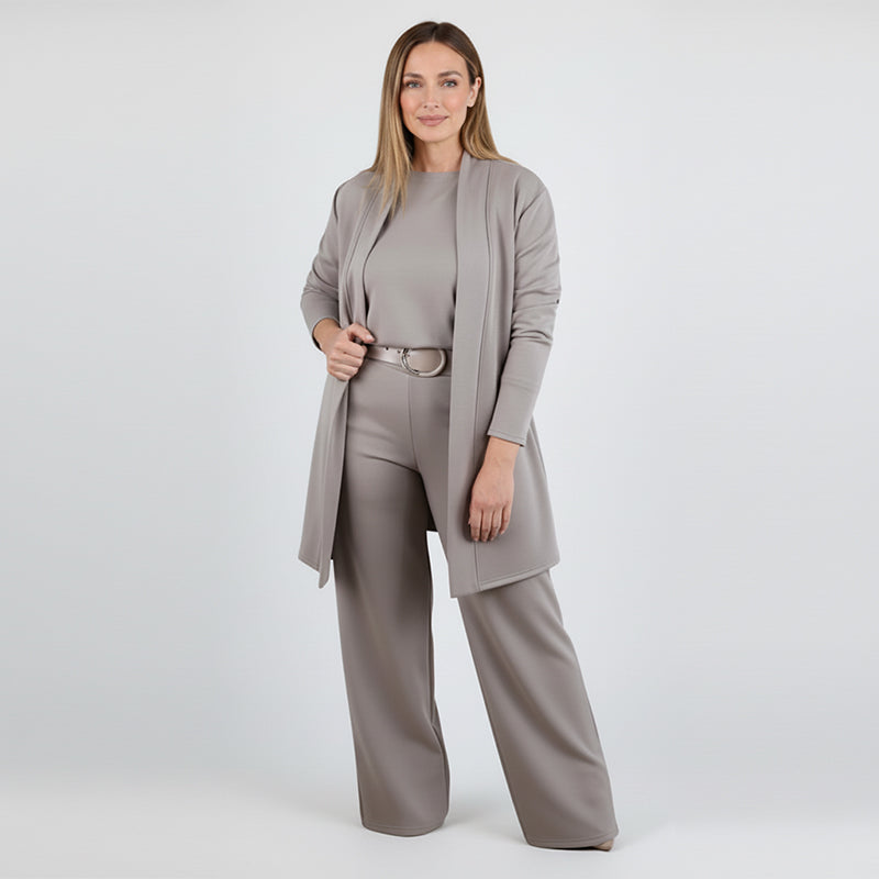 Elegant 3-piece set including long cardigan, top and pants💞