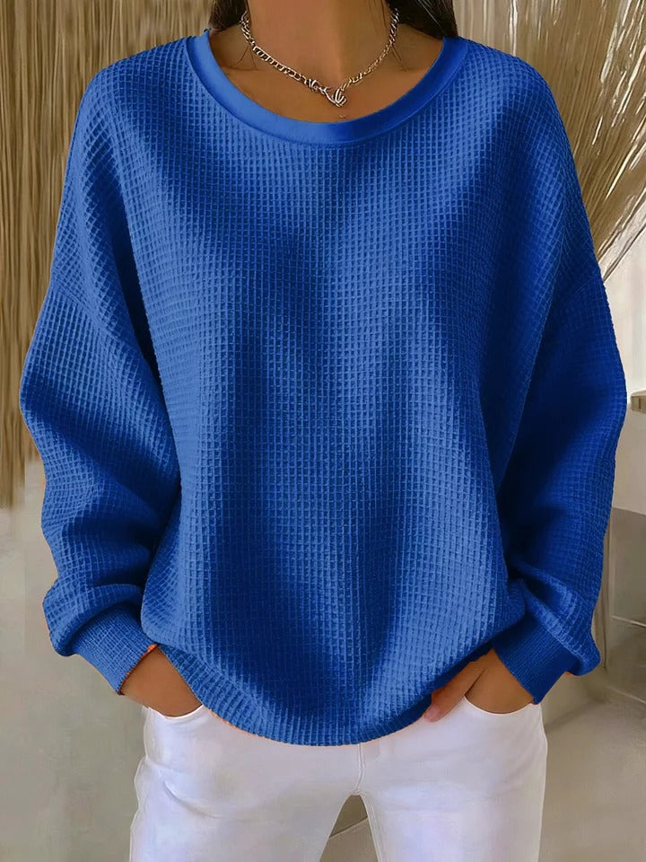 Eden | Women's Soft Textured Sweater, Minimalist Relaxed Fit Knit Sweater