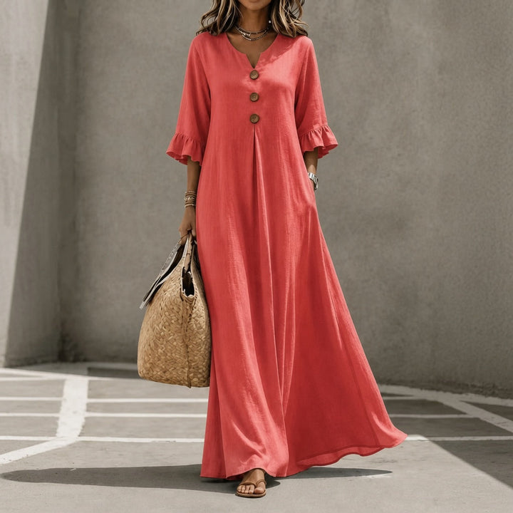 LunaMuse™ Button Front Flowing Maxi Dress