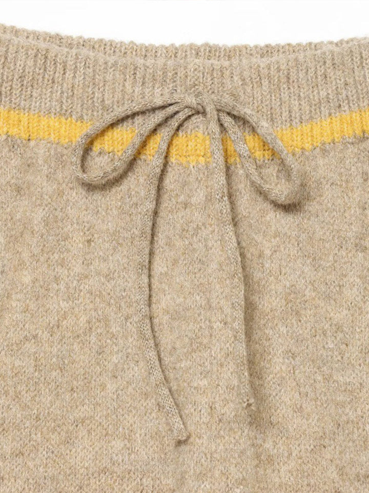 Chic Color Block Trim Knit Loungewear Set