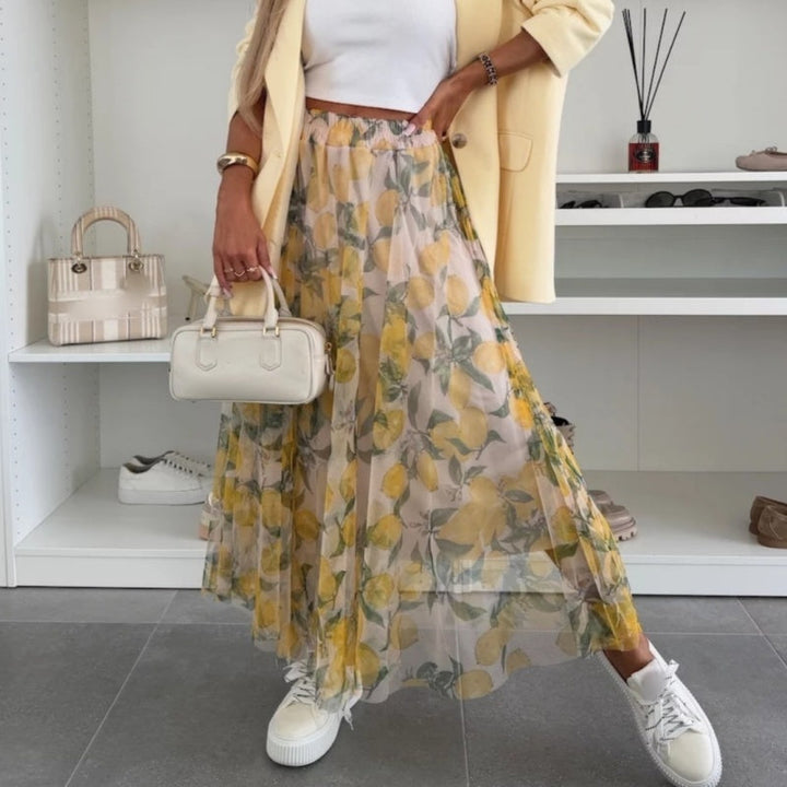 Trendy Print Elastic Waistband Flowy Maxi Skirt