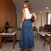 Women's High-Waist A-Line Denim Maxi Skirt