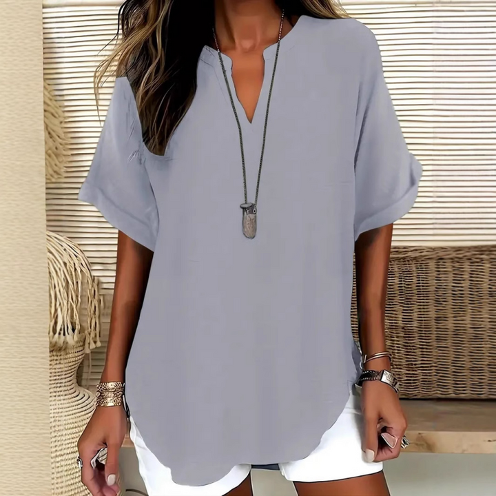 Fashion Loose Solid Color Short Sleeve Top