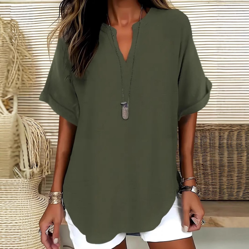 Fashion Loose Solid Color Short Sleeve Top