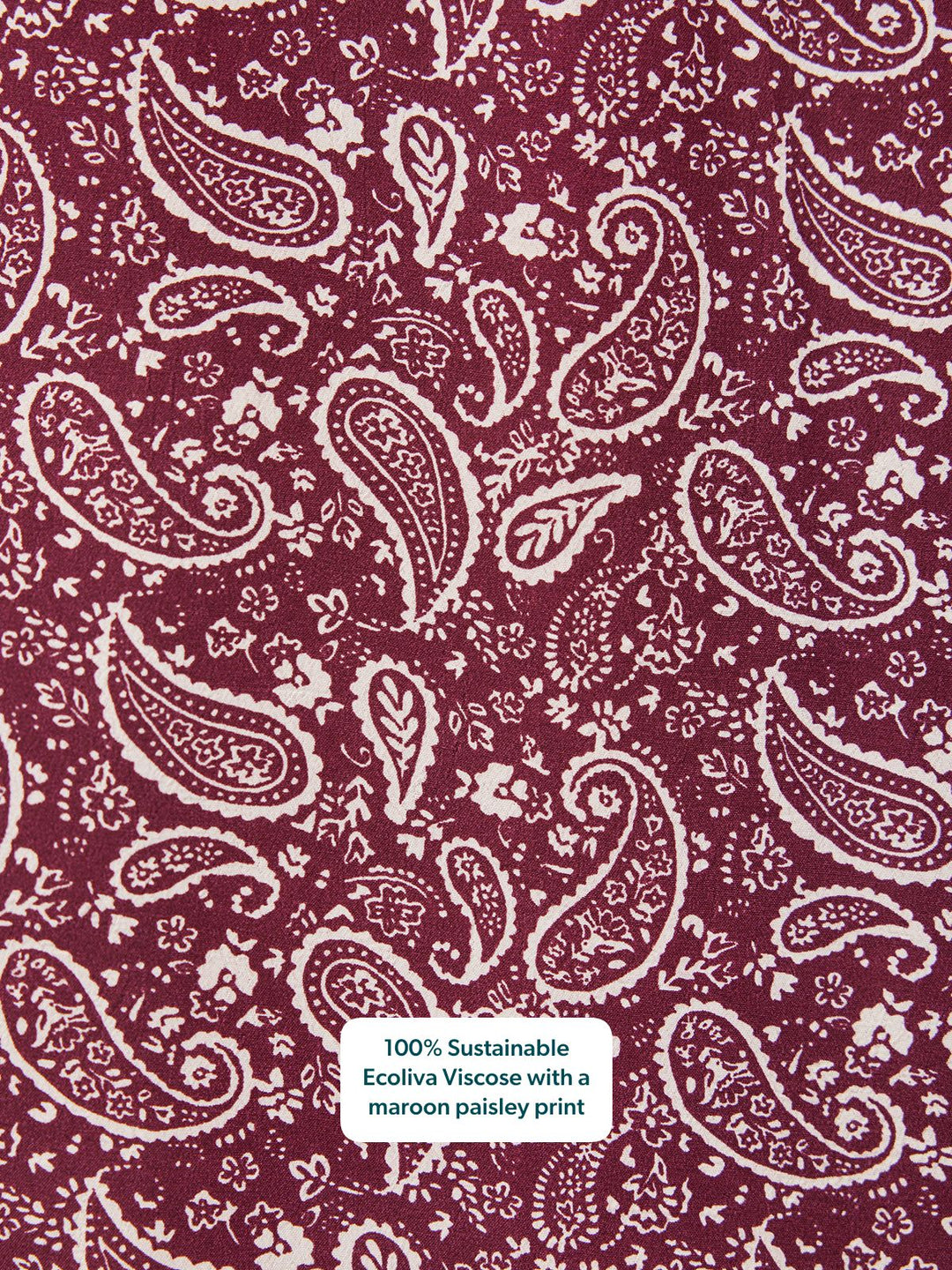 Gillian Shirred Bodice Dress - Maroon Paisley Print
