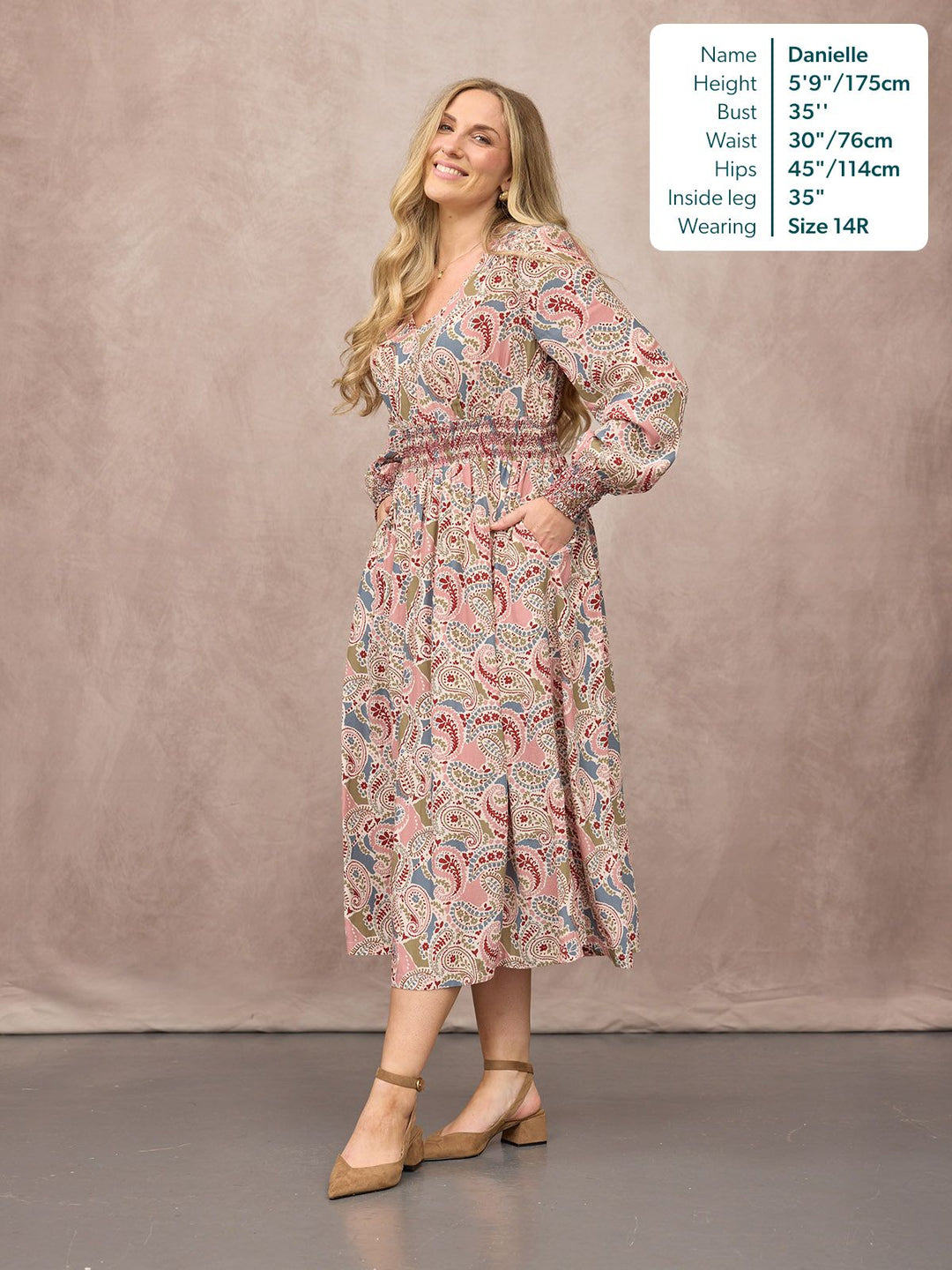 Hatty Contrast Shirring Dress - Multi Paisley Print